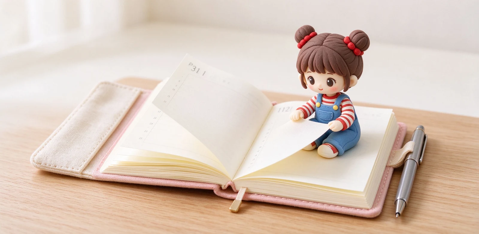 ほぼ日手帳 Original A6 與 Cousin A5 的比較插畫，左側小本強調随身輕巧，右側大本強調一日一頁寫得開。
